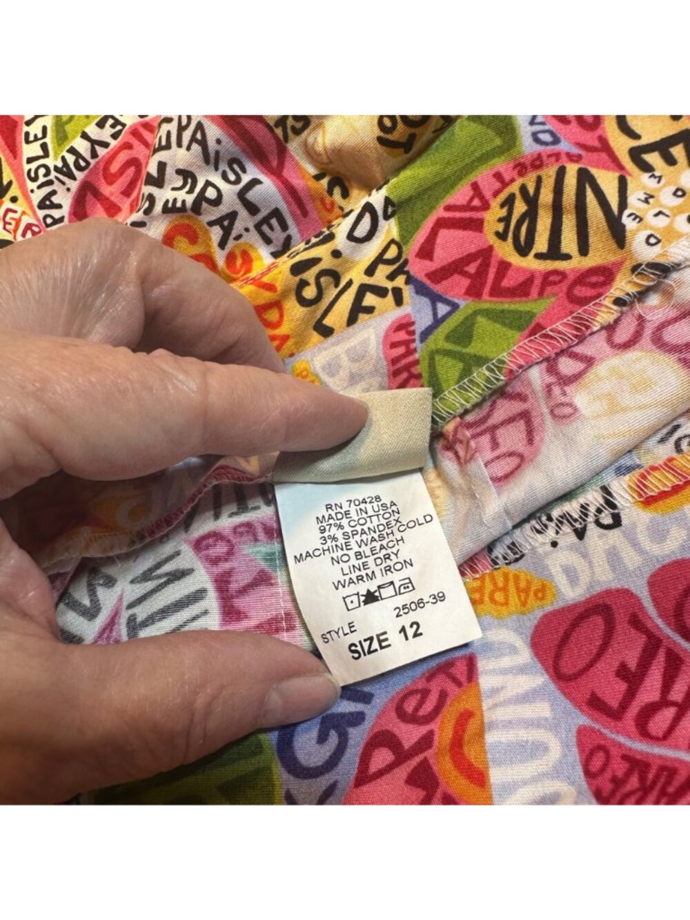 Vintage Colorful Pine Cove Patchwork Skirt Size 12 Floral Paisley Print USA Fest - Picture 6 of 12